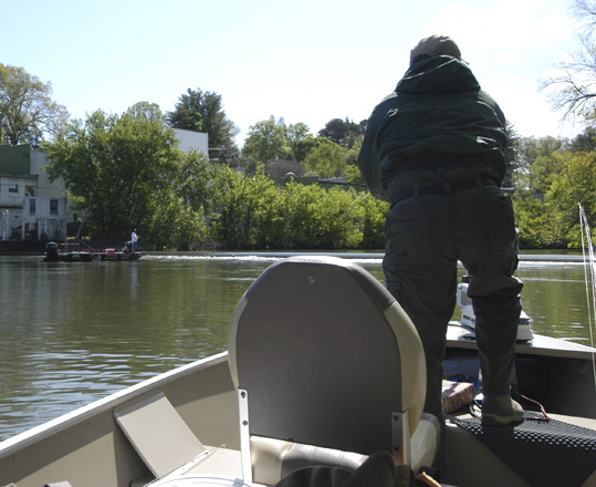Jack Gregory at the low head dam, fishing for white bass.